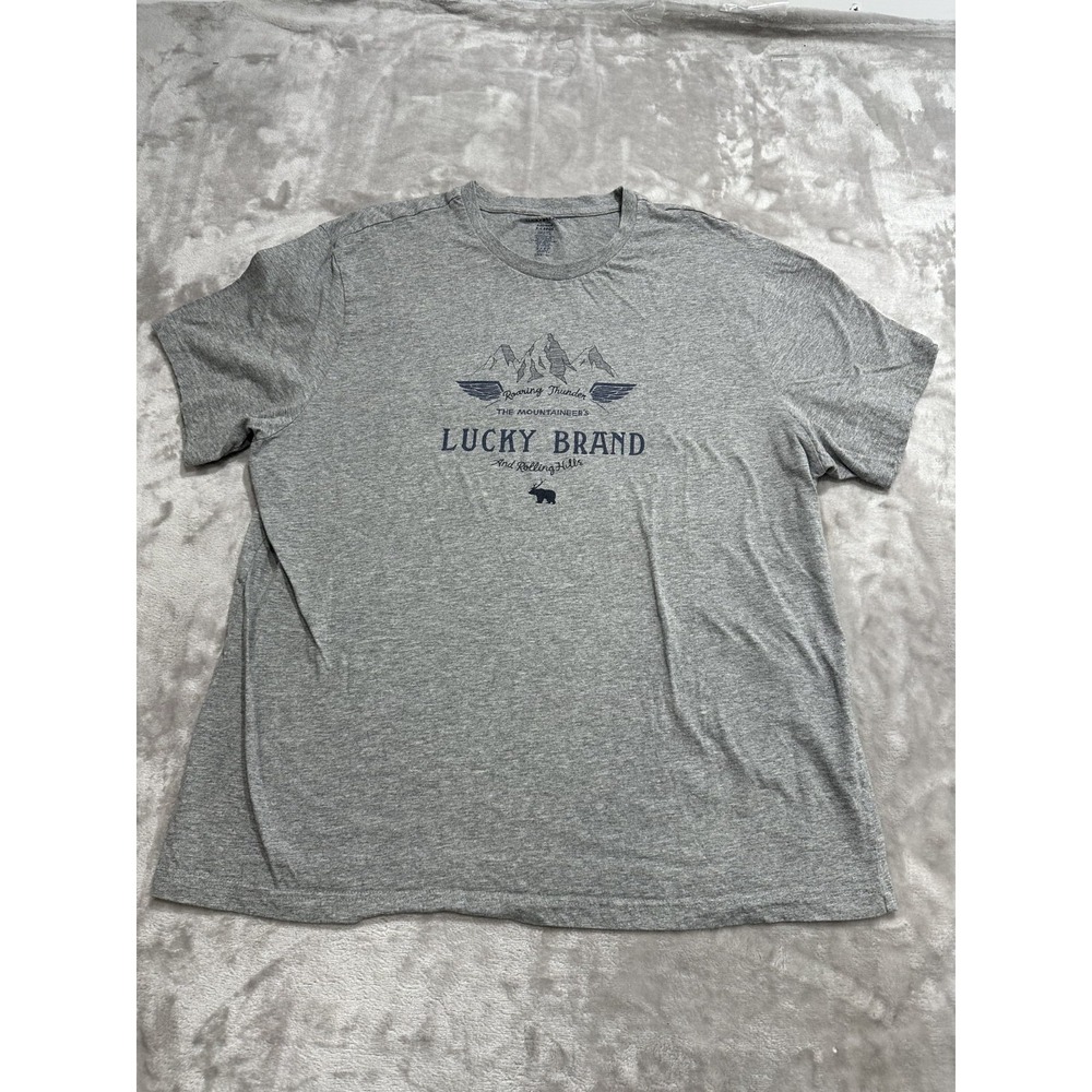 Lucky Brand Shirt Mens Size XL Gray Short Sleeve Classic Causal Cotton Adult EUC